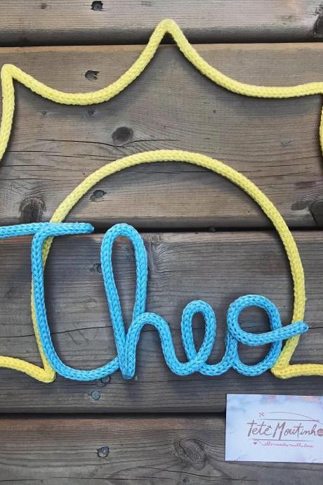 Personal Name in knitting,Sunshine Themed Party,Wall Decoration,Child Gift,Tricotin,Custom Name, Nom en Tricotin,Wool Name,BabyShower Gift