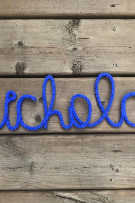 Nursery Name Sign,Personalized Name,Tricotin,Personalized Gift,Custom Name, Baby Shower Gift,Party Favors,Knitted Word,Nursery Decor
